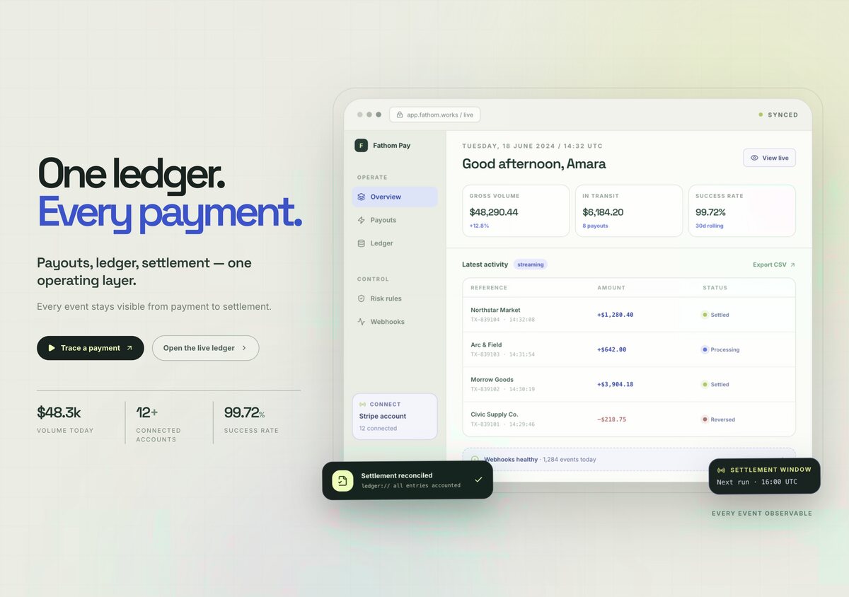 Payments and ledger MVP hero design