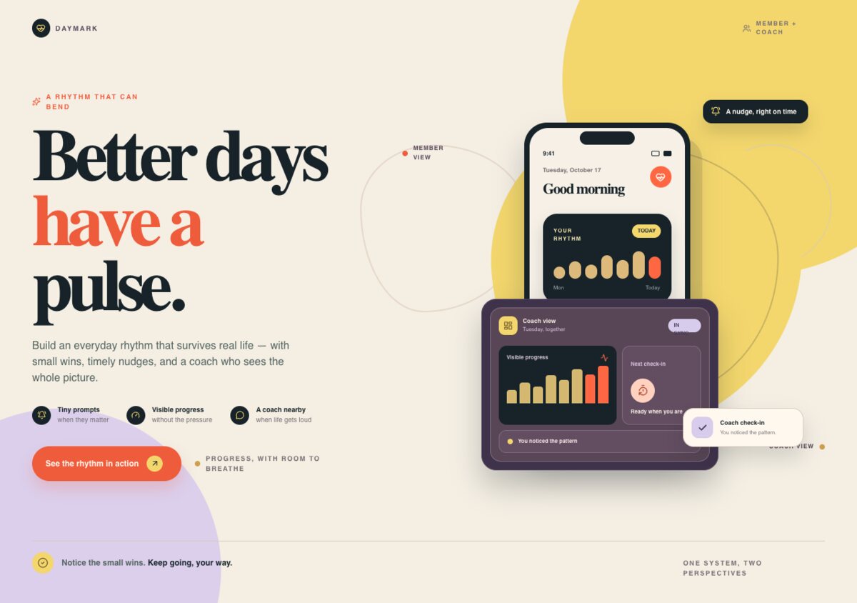 Coaching and tracking app hero design